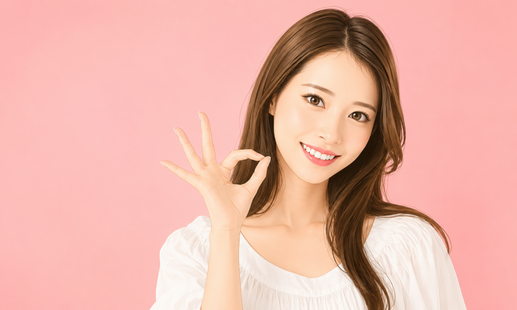OKサインの女性