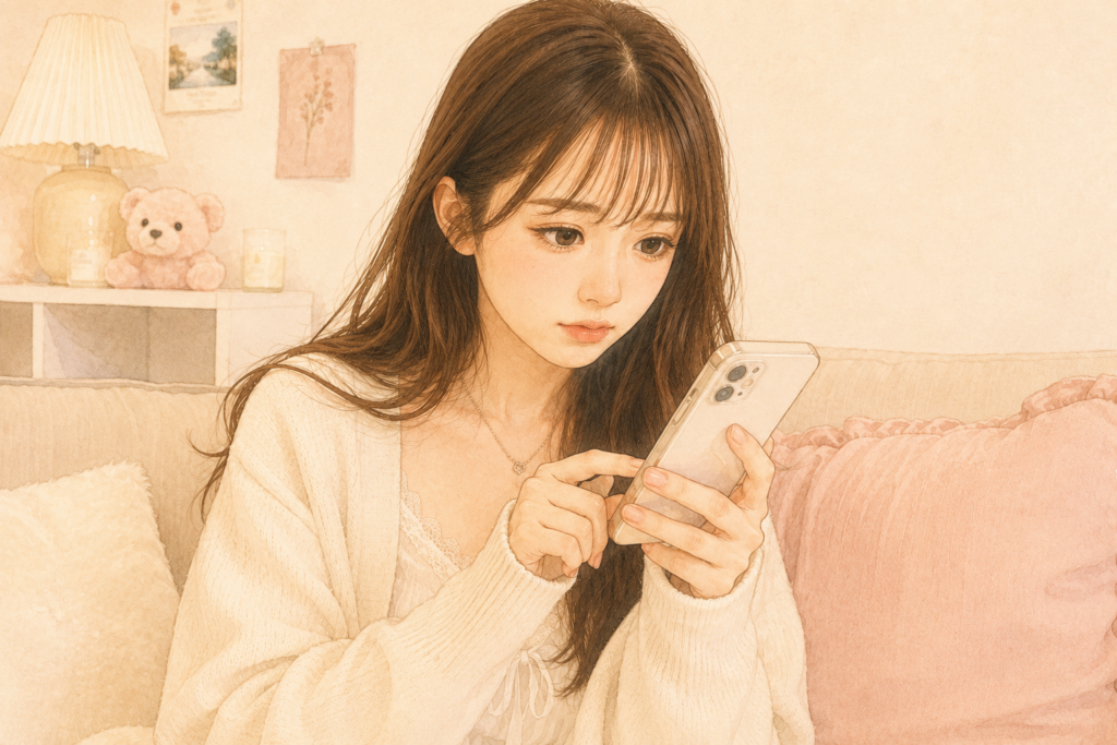 スマホをみる女性