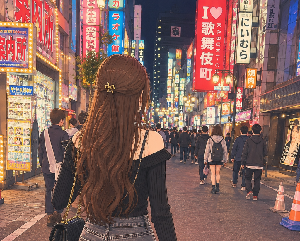 歌舞伎町を歩く女性
