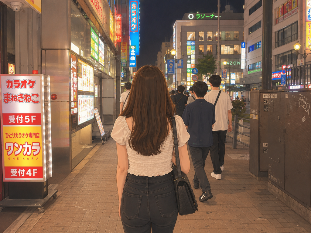 川崎を歩く女性