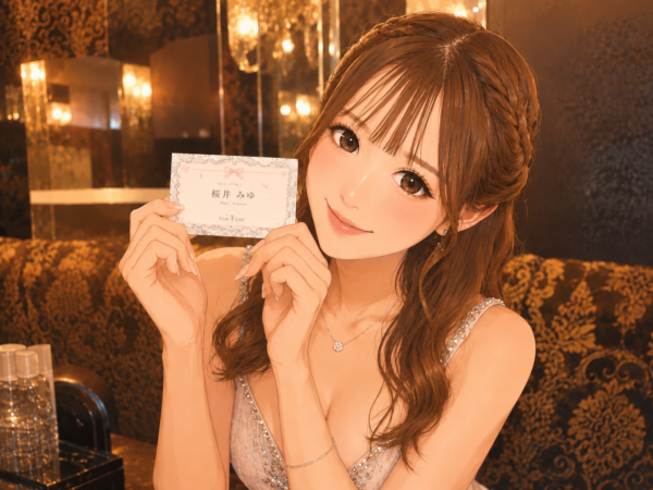 名刺を見せるキャバ嬢