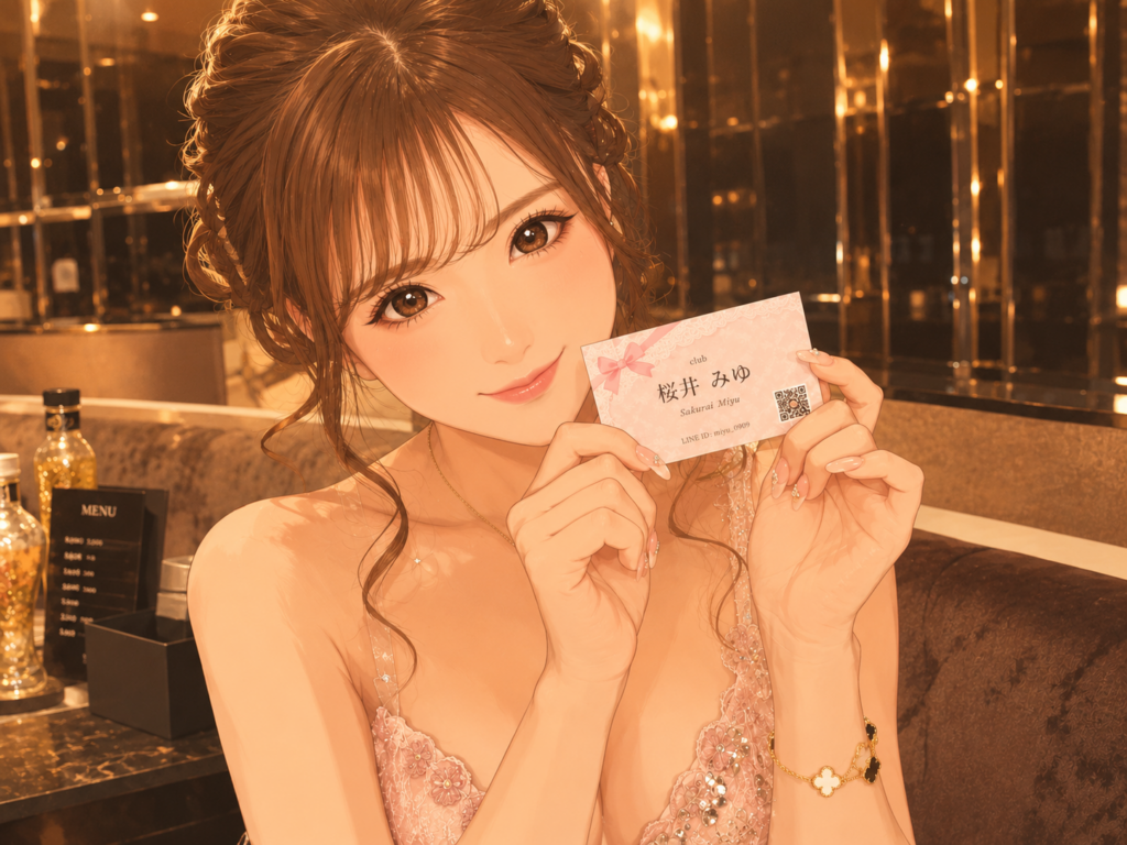 名刺を見せるキャバ嬢