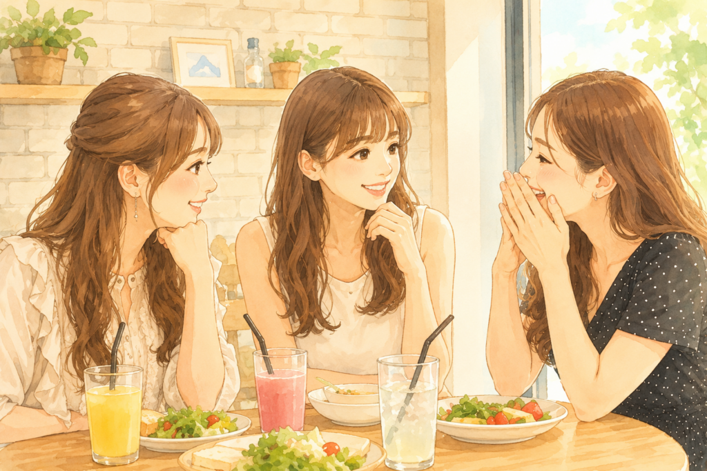 雑談する女性3人