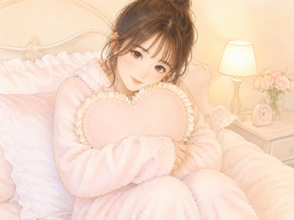 もこもこパジャマの女性