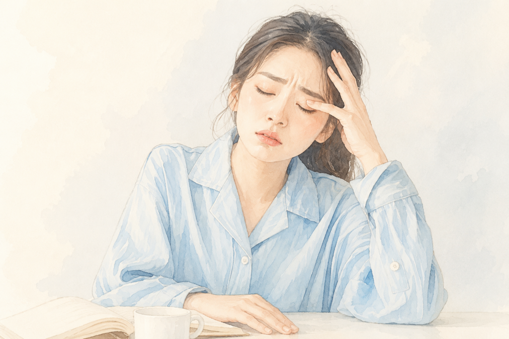 二日酔いの女性